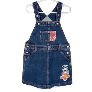 Anpanman Girls Bib Patchwork Overall Dress Size 110 / 4T  Blue Denim Racerback